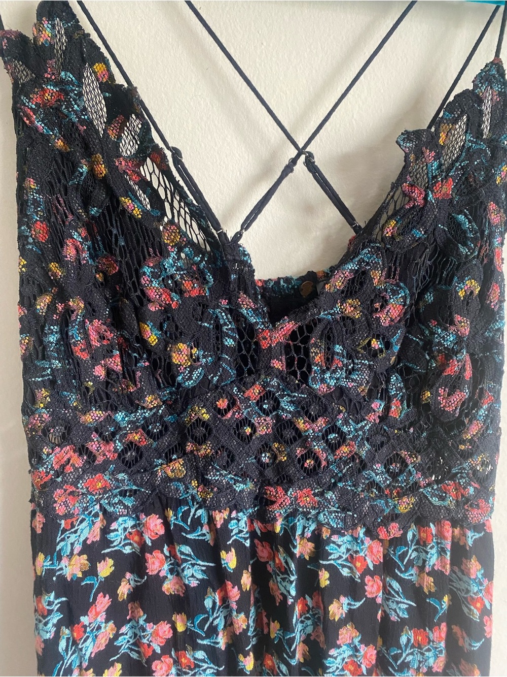 Free People Adella Floral Lace Mini Dress Black XS - Picture 7 of 14